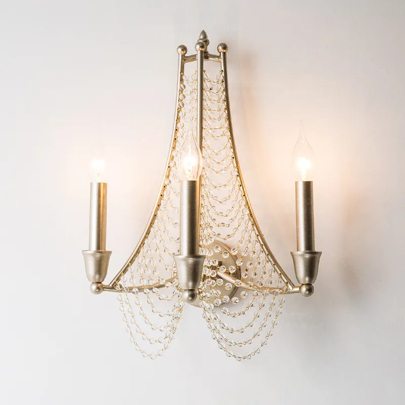 Antique Crystal Wall Lamps Retro Wall Sconces French Wall Light Luxury Nordic Bedside Wall Lamps In Bedroom Vintage Wall Sconce