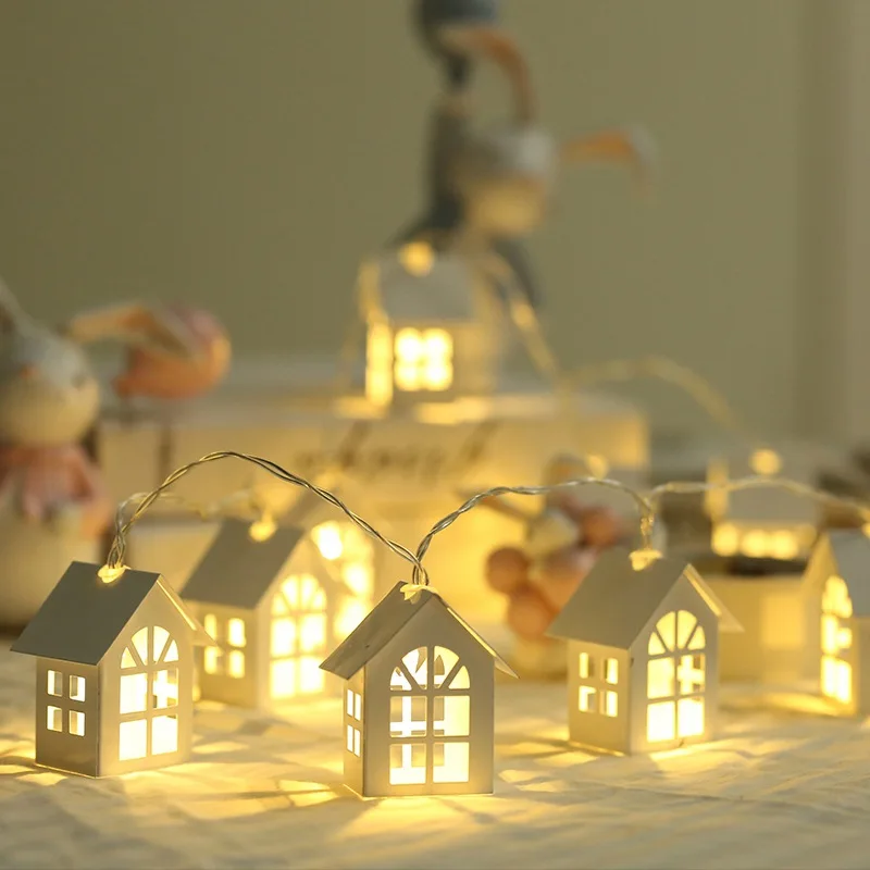 

Led Garland Wood House String Light Room Decor String Lamp Wedding Party Holiday Fairy Lights Novelty Lamp Warm White