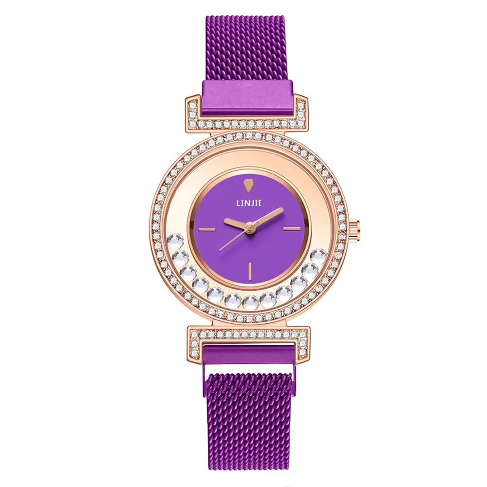 Minimalist Rose Gold Stainless Steel Women Watches Fashion Magnet Buckle Ladies Wristwatches Rhinestone Woman Quartz Watch