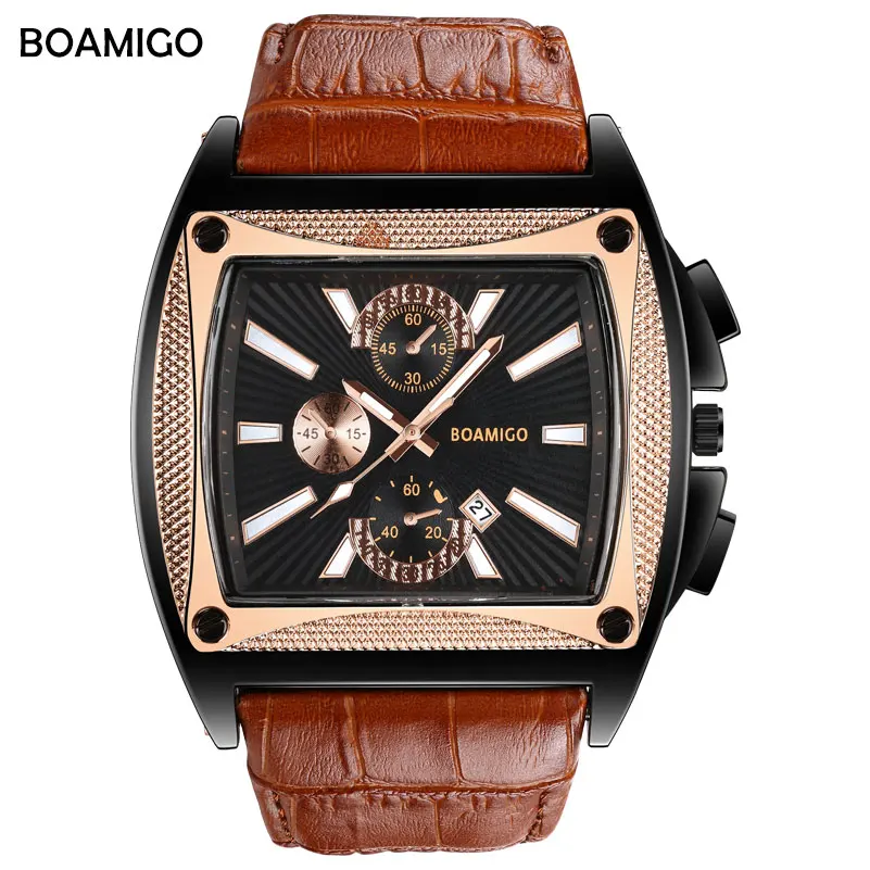 

BOAMIGO Brand Watch Men Casual Fashion Quartz Strap Automatic Date Clock Big Watch Top Brand Relogio Masculino