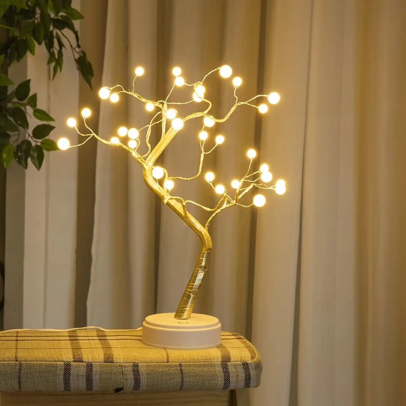 

New Pearl Firefly LED Copper Wire Light Tree Light Night Light Battery Box USB Christmas Bedroom Decoration Light String