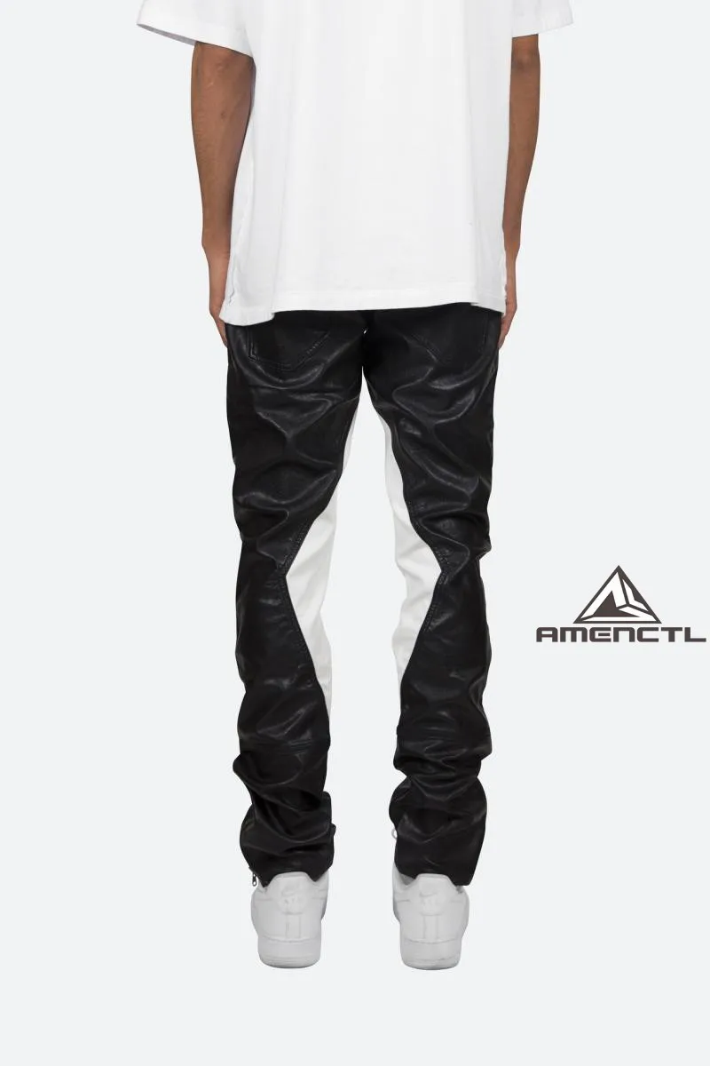 27-46 New 2025 Men\'s Clothing Fashion Singer Black and White Color Matching Casual Leather Pants Plus Size Costumes