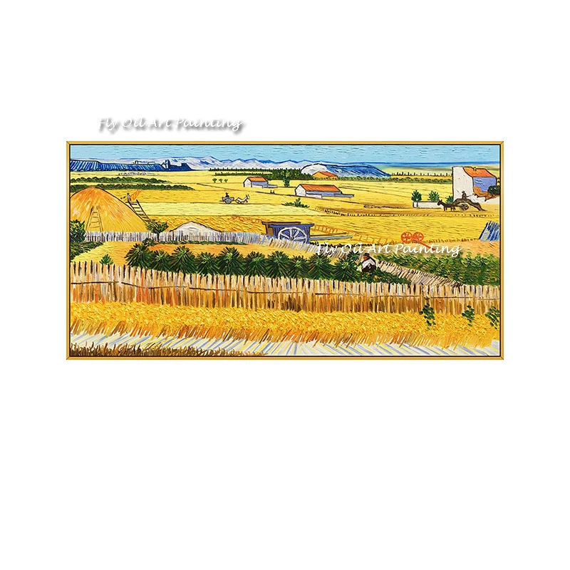 Handmade Oil Painting On Canvas Wheat Field Near Arles Of Vincent Van Gogh Reproduction Famous  Wall Art For Home Decoration