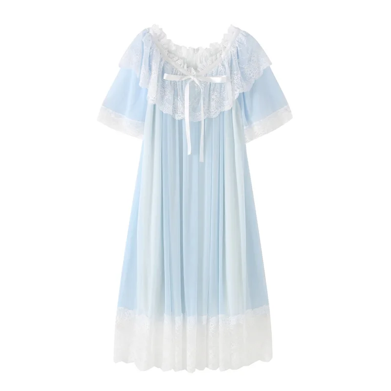 Spring summer lovely beautiful retro palace wind fairy goddess lace nightdress female princess lace gauze sleepwear пижама