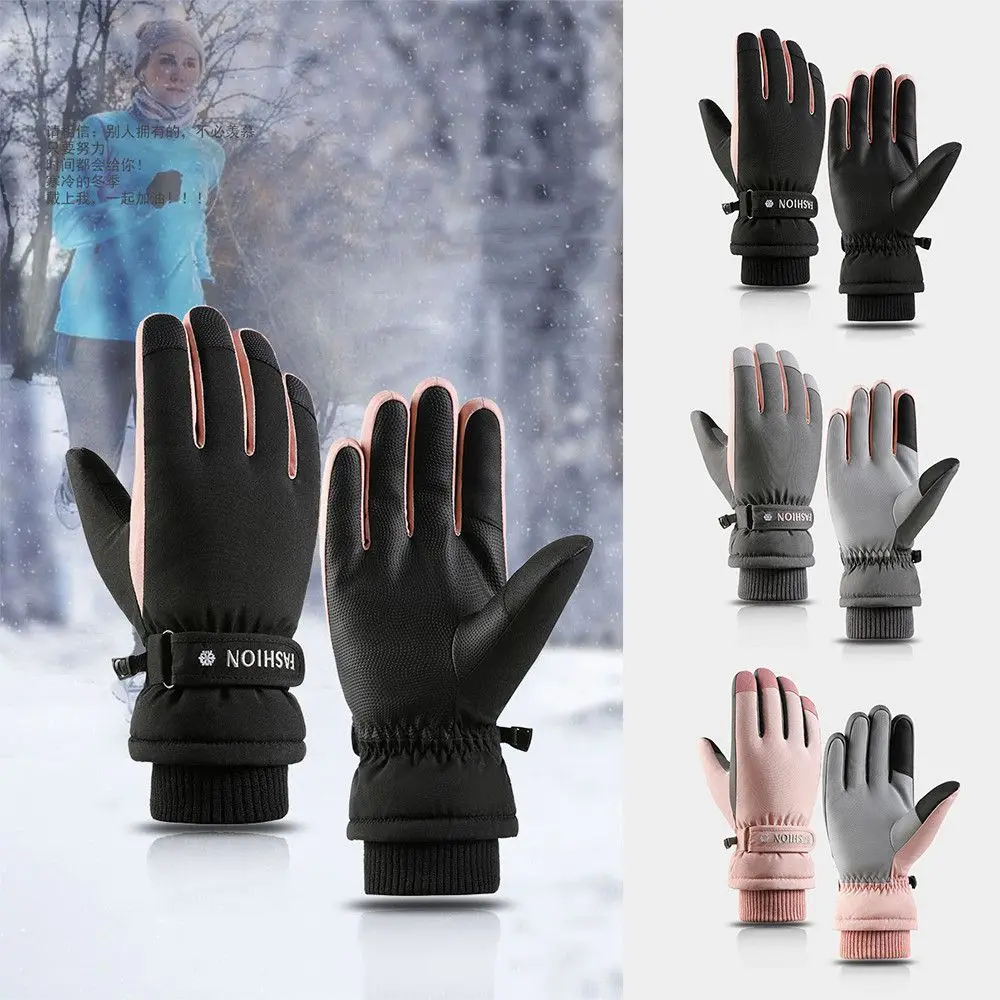 1 par feminino inverno snowboard luvas de esqui luvas de esqui com função touchscreen antiderrapante térmica quente luvas de neve à prova dglove água