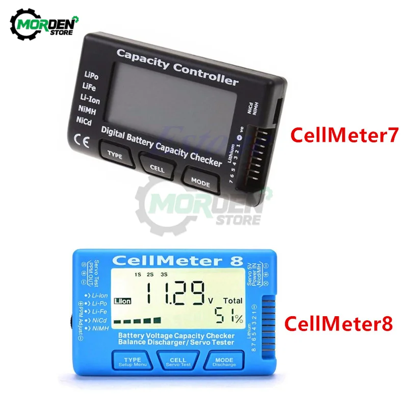 

LCD Digital Battery Capacity Checker CellMeter RC CellMeter7 CellMeter8 2-8S 4-8S Servo LiPo Li-lon NiMH Battery Tester