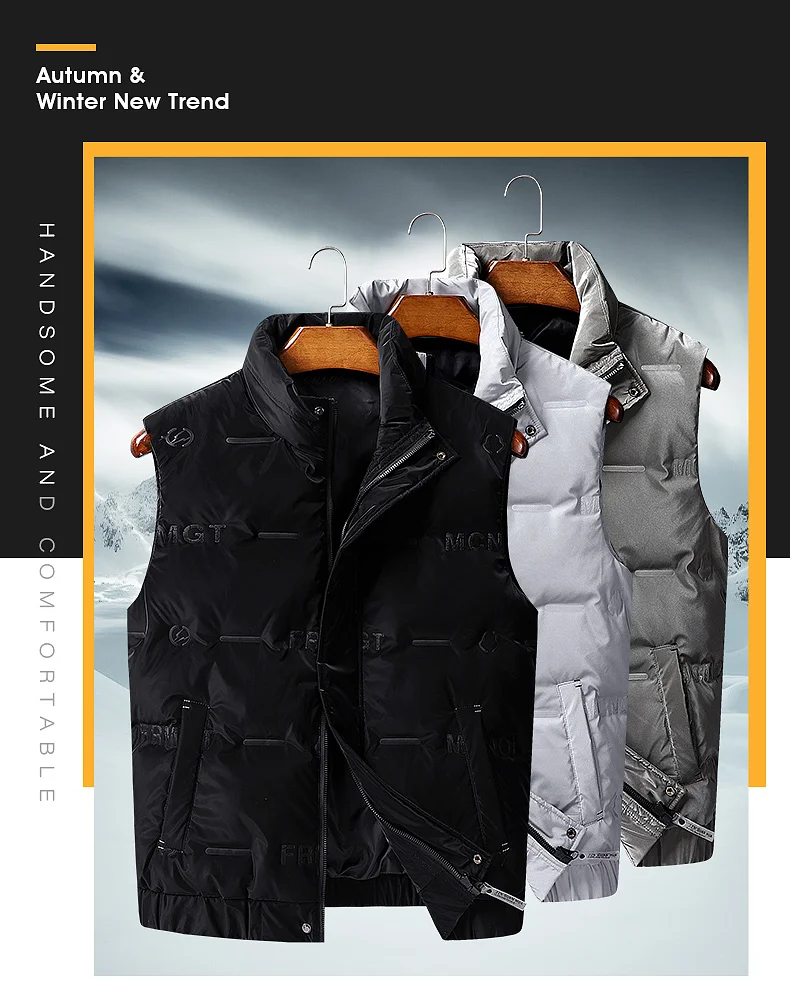 Autumn and winter down vest male trend white down vest jacket youth men warm high quality brand leisure down jacket for shopping