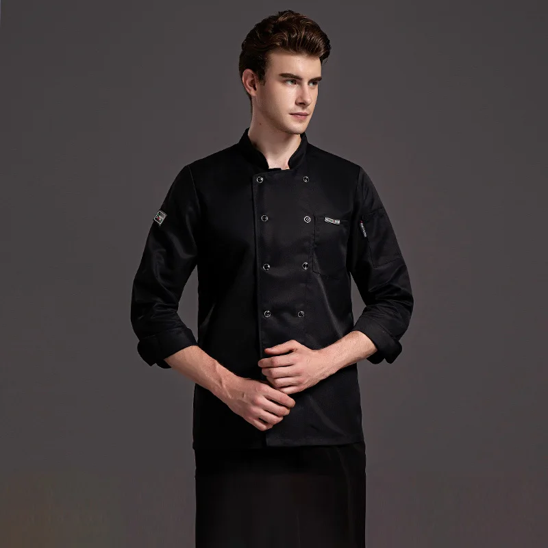 Food Service Long Sleeve Chef Jacket Professional Head Chef Uniform Restaurant Hotel Kitchen balck wihte Chef Uniform Chef Coat