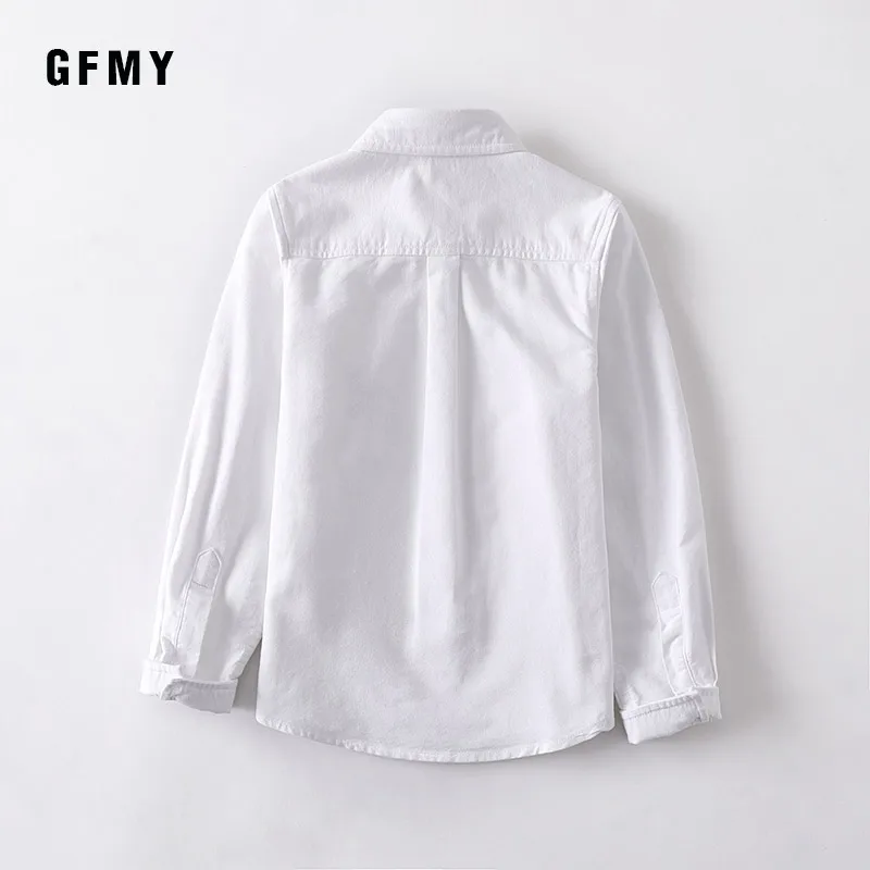 GFMY 2020 spring summer 100%Cotton Full Sleeve Solid ColorBlue boys white Shirt 3T-14T Kid Casual School Clothes 9004