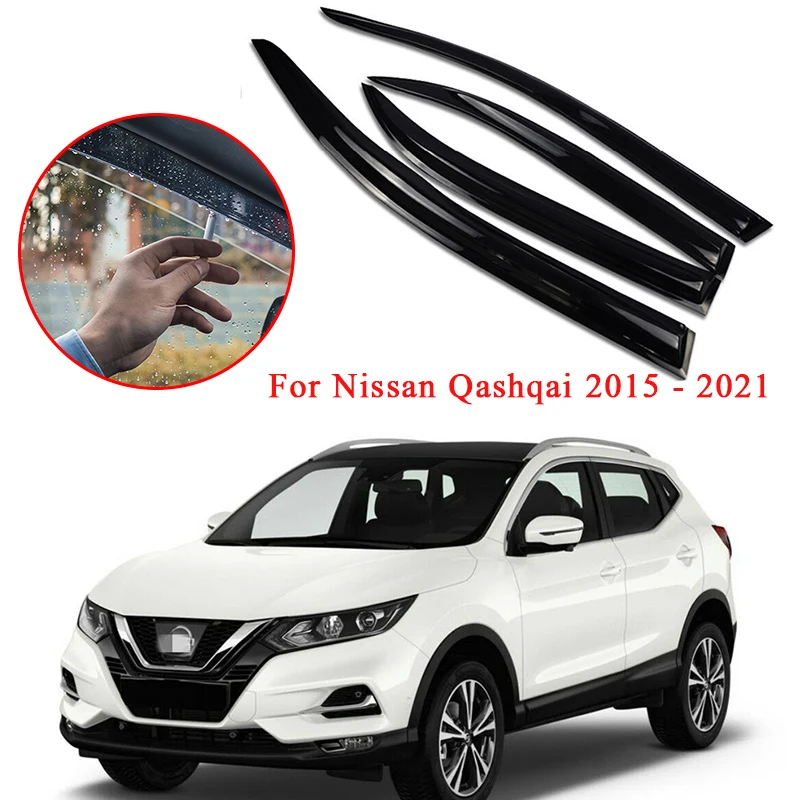 For Nissan Qashqai 2015 2016 2017 2018 2019 2020 2021 Window Visor Sun Rain Deflector Guard Awnings Shelters Adhesive Cover Trim