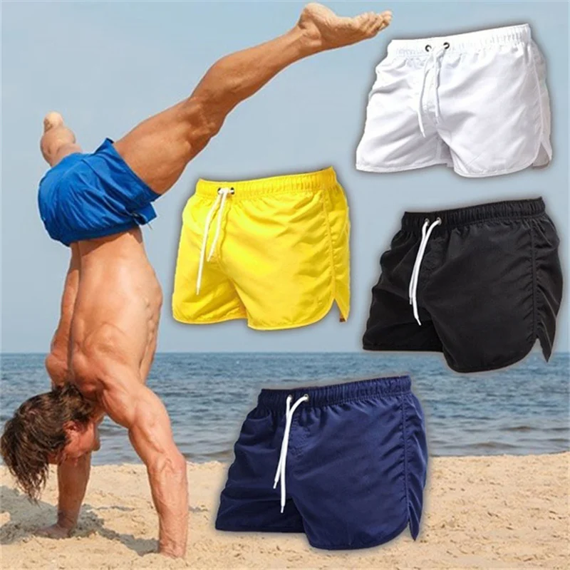 Summer Pocket Swimming Shorts for Men Swimwear Male Swimsuit Homme Trunks Bathing Beach Jogging Surf Casual Short Board Pants