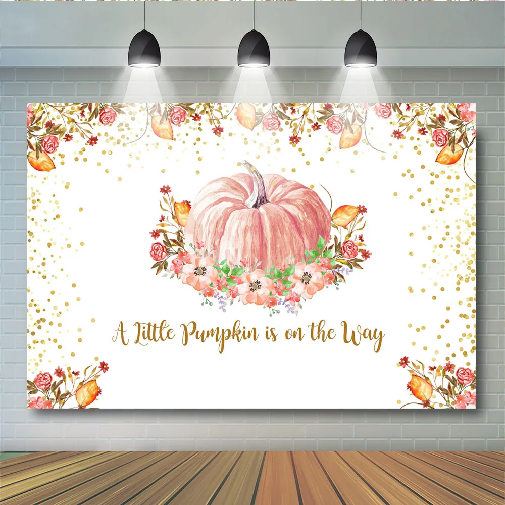 Newborn Party Halloween Theme Photography Background One Little Pumpkin Is On The Way Floral Rose Charming Backdrops