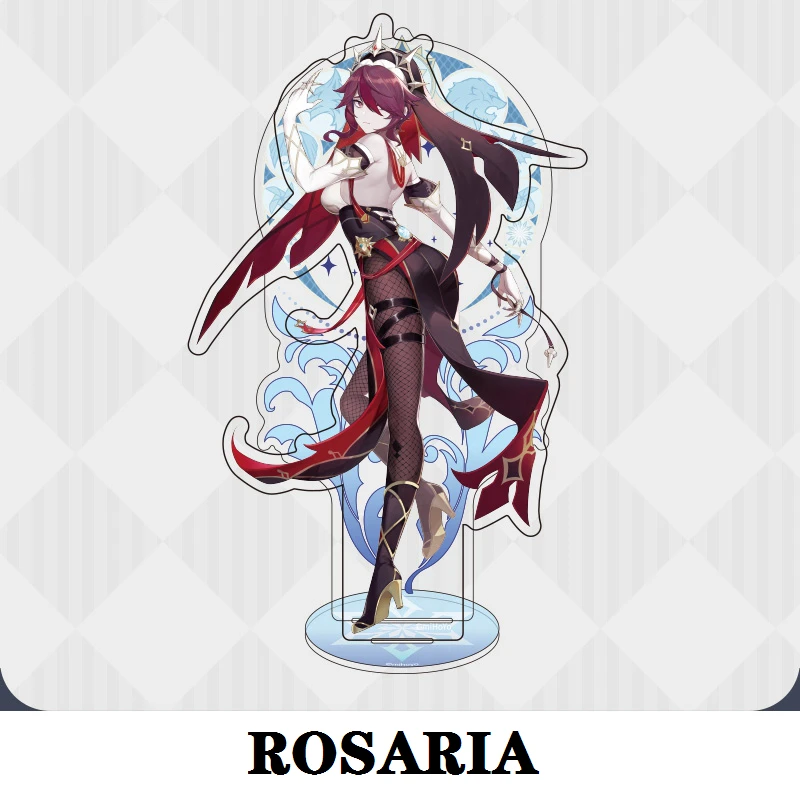 Rosaria – accessoires de Cosplay Genshin Impact, Statue acrylique en fer blanc, Badge, figurine pour enfants, cadeau d'halloween