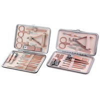 12/18PCS Pedicure Care Tools Stainless Steel Grooming Tools with Travel Case Manicure Set Professional Nail Clippers Kit Set