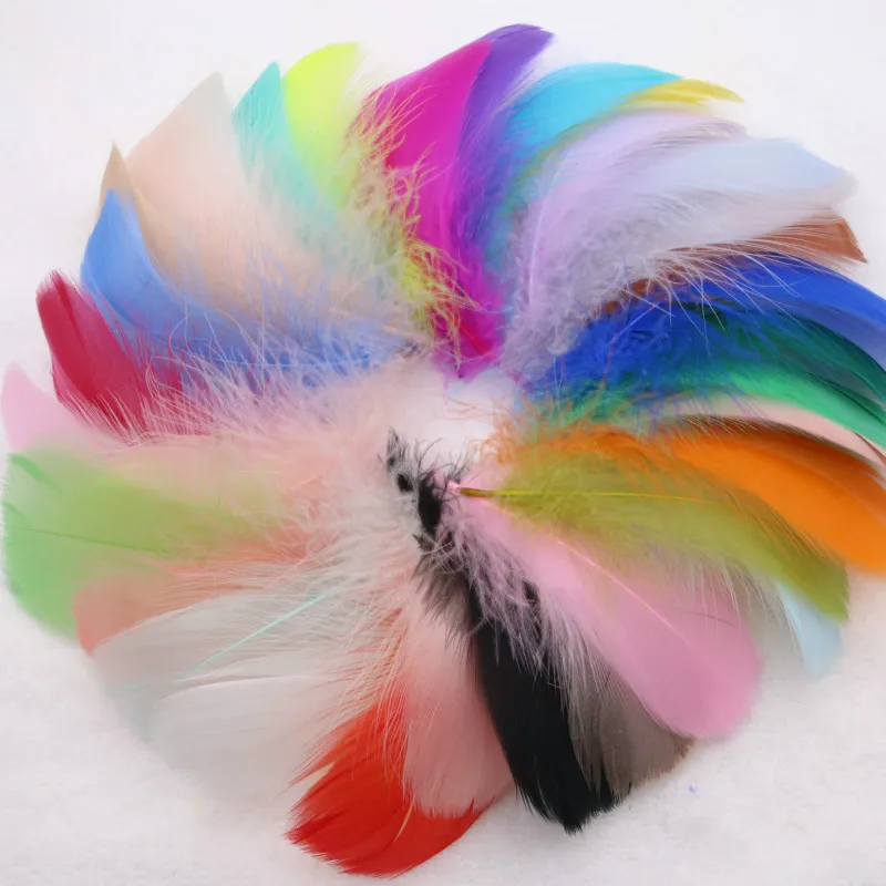 2-5 Inch Goose Feather Diy Dyed Color Mid-floating Swan Plume Dream Catcher Ball Gift Box Filling Decorative Material 100pcs