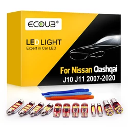For Nissan Qashqai J10 J11 LED Interior Light Bulb Kit Dome Trunk Reading Glove Box Vanity Mirror White Bulb Canbus 2007-2020