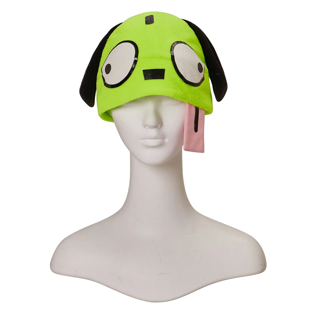 American Cartoon Invader ZIM Cosplay Costume Soft Warm Alien Hat Green Cute Cap Adult Halloween