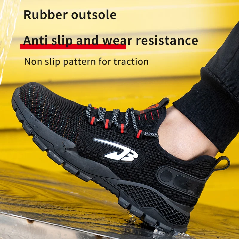 Men Safety Shoes Metal Toe Indestructible Ryder Shoe Work Boots with Steel Toe Waterproof Breathable Sneakers Work Shoes