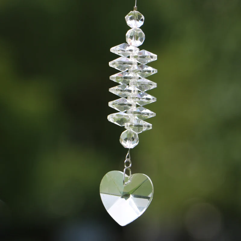 1PCS Clear Crystal Heart Suncatcher Hanging Drops Pendant Rainbow Maker Handmade Ornament Home Wedding Decor