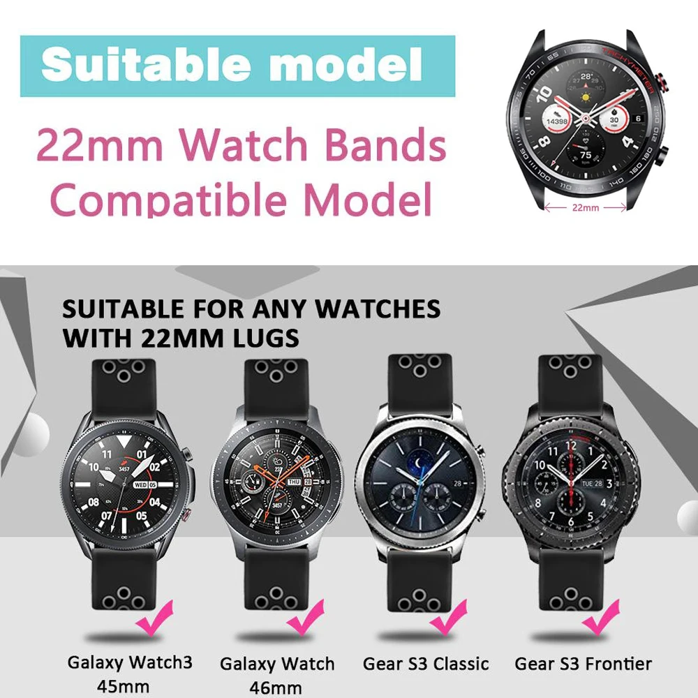 Силиконовый ремешок для часов Samsung Galaxy Watch 3 45 мм ремешок 22 мм сменный ремешок для Galaxy Watch 46mm шестерни S3 браслет ремешок