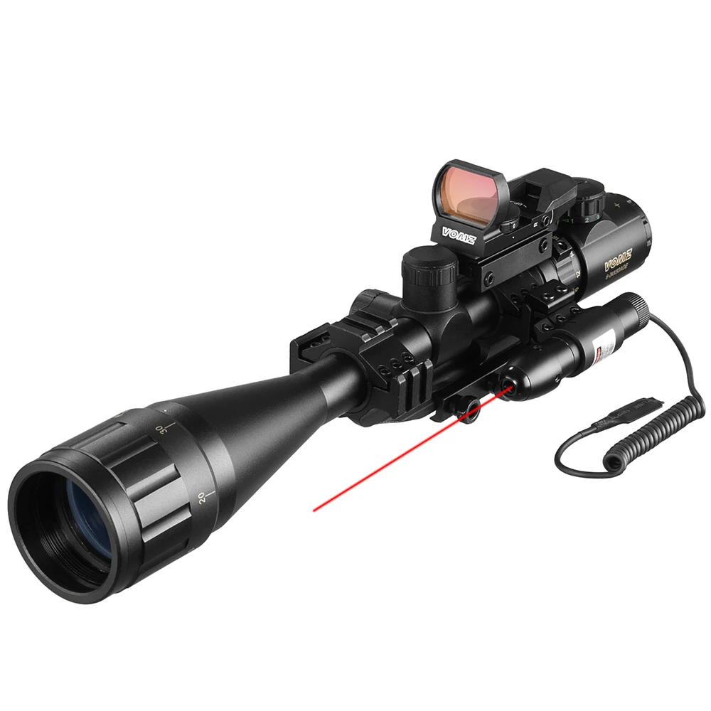 VOMZ 6-24x50 AOEG Scope Rangefinder Rifle Scope With Holographic 4 Reticle Sight Red Dot Green Laser Combo Riflescope Ar15