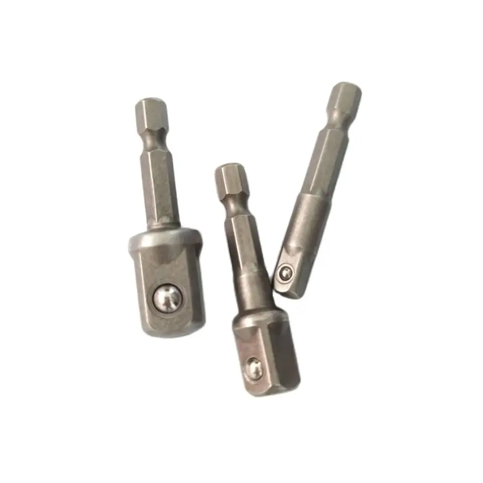 3pcs/lot 50mm Chrome Vanadium Steel Socket Adapter Hex Shank to 1/4" 3/8" 1/2" Extension Drill Bits Bar Hex Bit Set Power Tools
