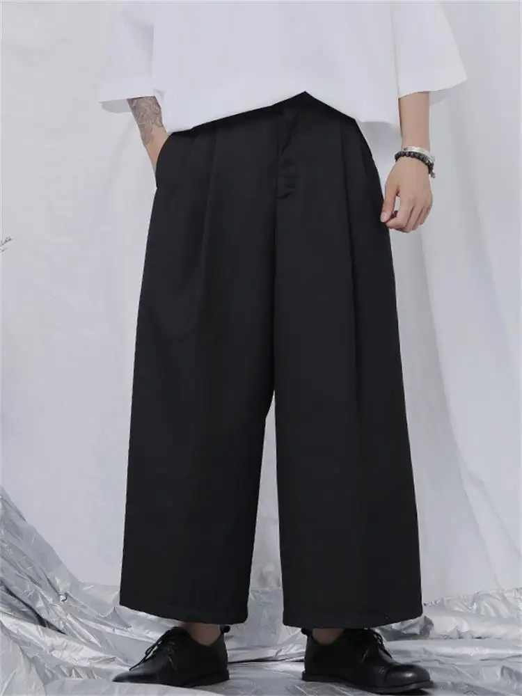 

Men's Wide Leg Pants Spring And Autumn Classic Dark Japanese Casual Casual Casual Large Size Nine Wide Leg Pants