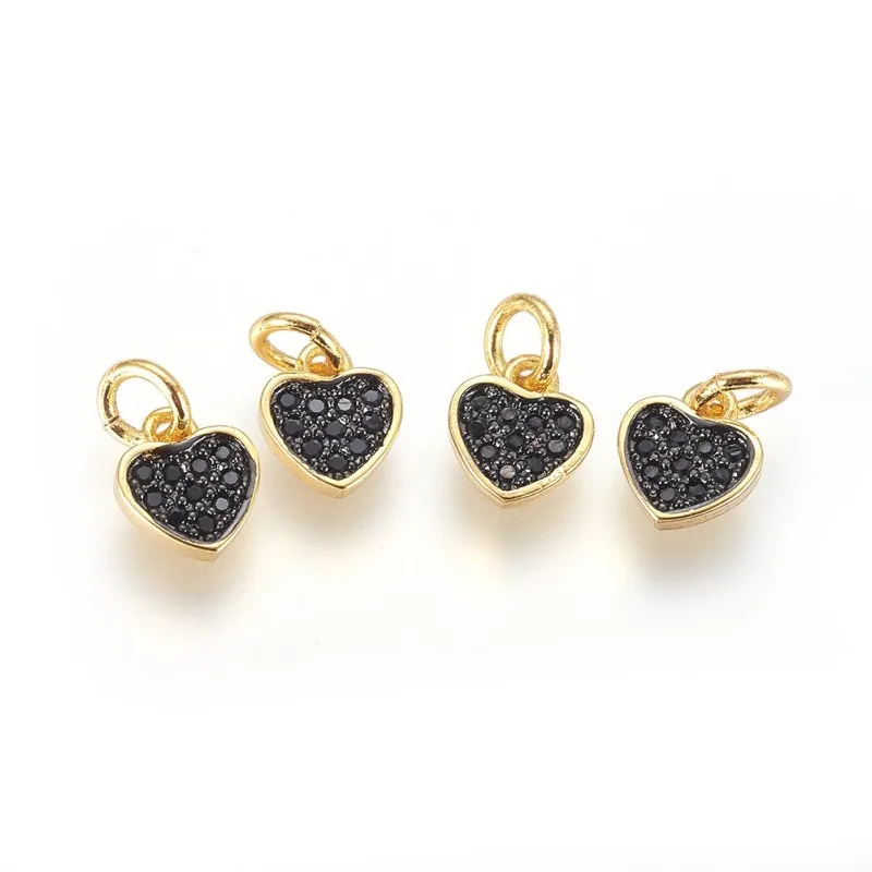 1Pc Brass Micro Pave Cubic Zirconia Charms Heart Star Charming Pendants with Jump Ring for DIY Jewelry Making
