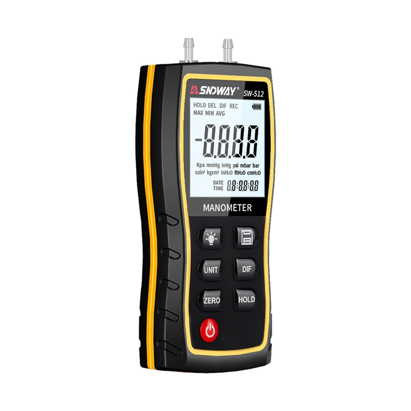 SNDWAY differential pressure gauge handheld LCD digital dual-port pressure gauge differential pressure gauge tester SW-512