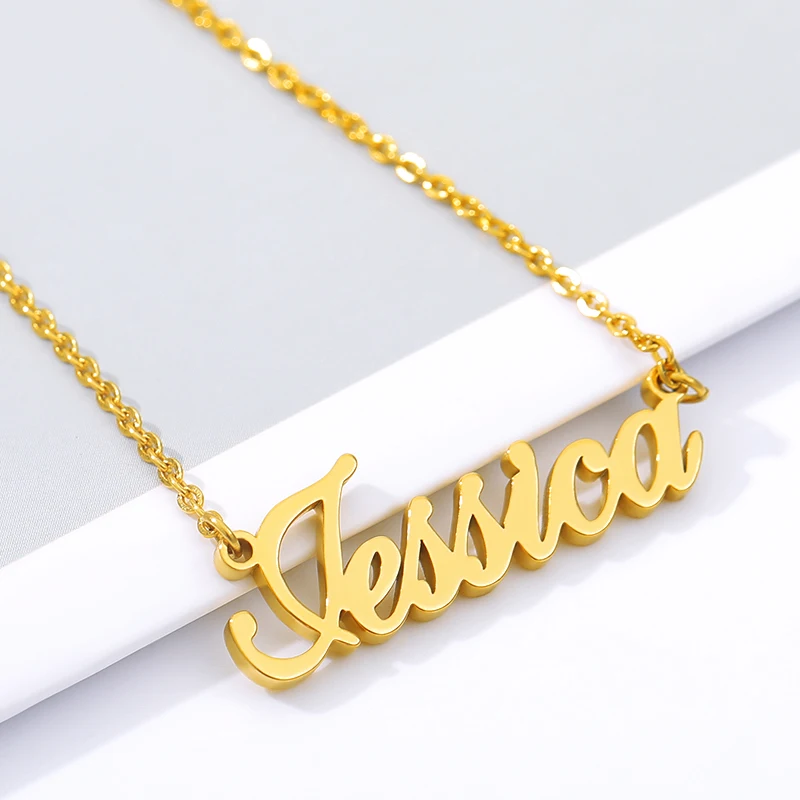 Custom Name Necklace For Women Personalized Letter Pendants Stainless Steel Choker Chain Charms BFF Jewelry Gifts Collier Femme