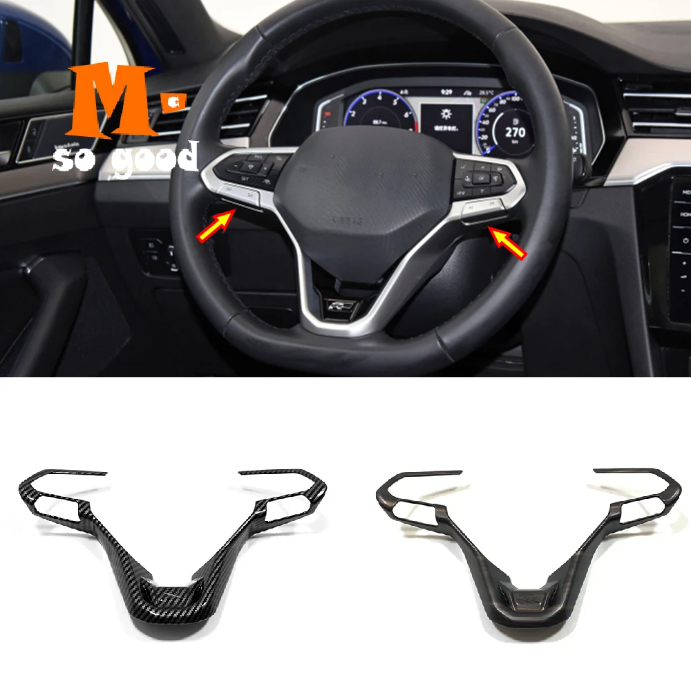 Carbon For VW Volkswagen Variant Polo Golf Passat Taigo Teramont Atlas Taigun Multivan 2021 Car Steering Wheel Switch Deco Frame