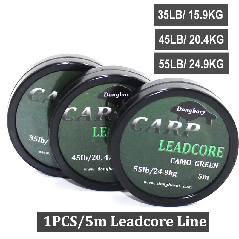 5m Braided Lead Core Carp Leader Line Camo Green Mainline Leadcore for Carp Rig Chod Helicopter Rig Carp Coarse Fishing Line