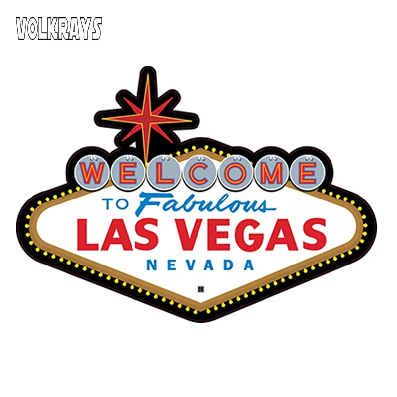 Volkrays Funny Car Stickers Fabulous Las Vegas Sign Sticker Waterproof Decal Automobile Motorcycles Accessories PVC,13cm*9cm