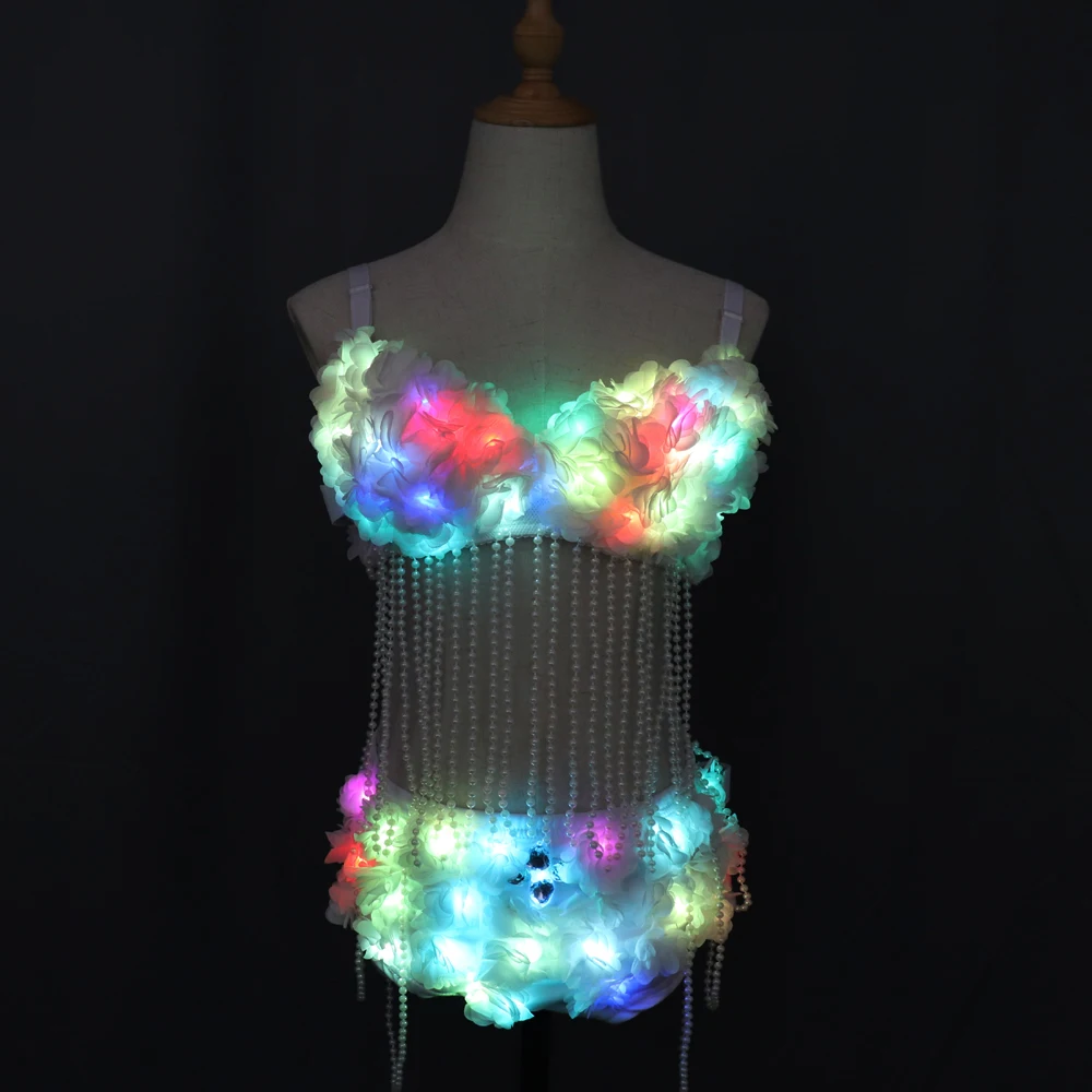 LED Light Luminous Bra Shorts Sexy Suit Women Costumes Growing Singer Stage Performance Sex Dance Wear