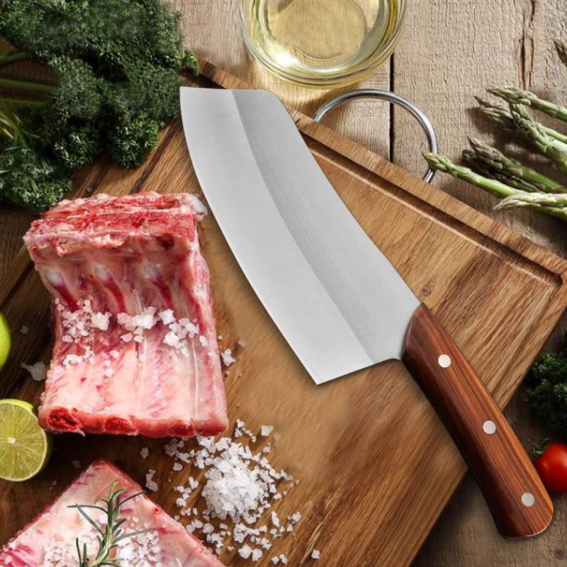 

Нож мясника из нержавеющей стали, нож для нарезки мяса, нож для нарезки, бритва, острый нож, кухонный нож с деревянной ручкой, китайский шеф-повар, нож для вырезания