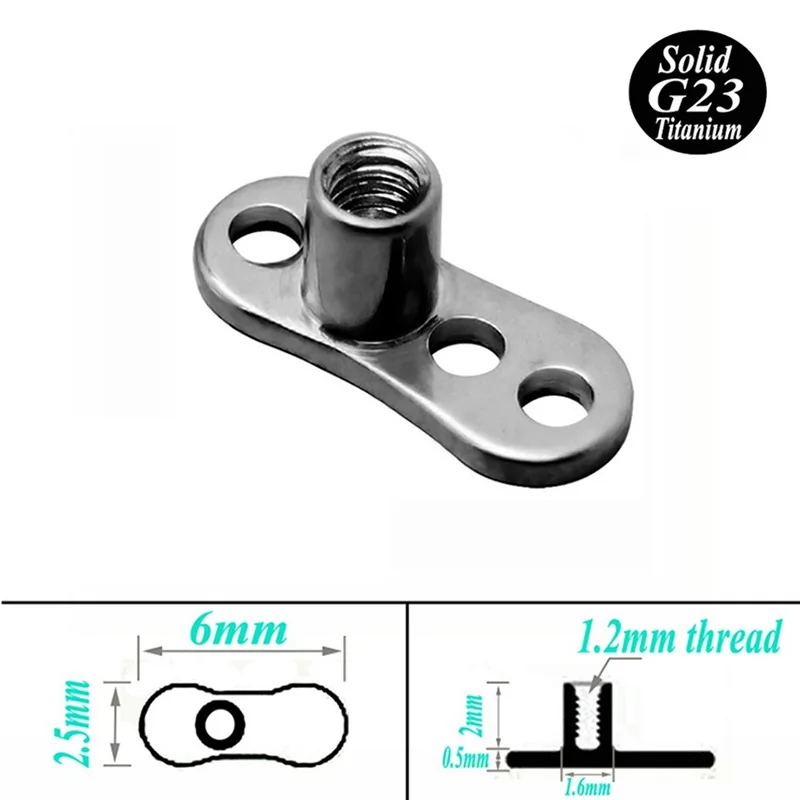 1PC Dermal Anchor Top Piercing with Base Skin Diver Surface Ring Micro Retainers Hide-it In Body Implant Stud Dermal Jewelry 16G