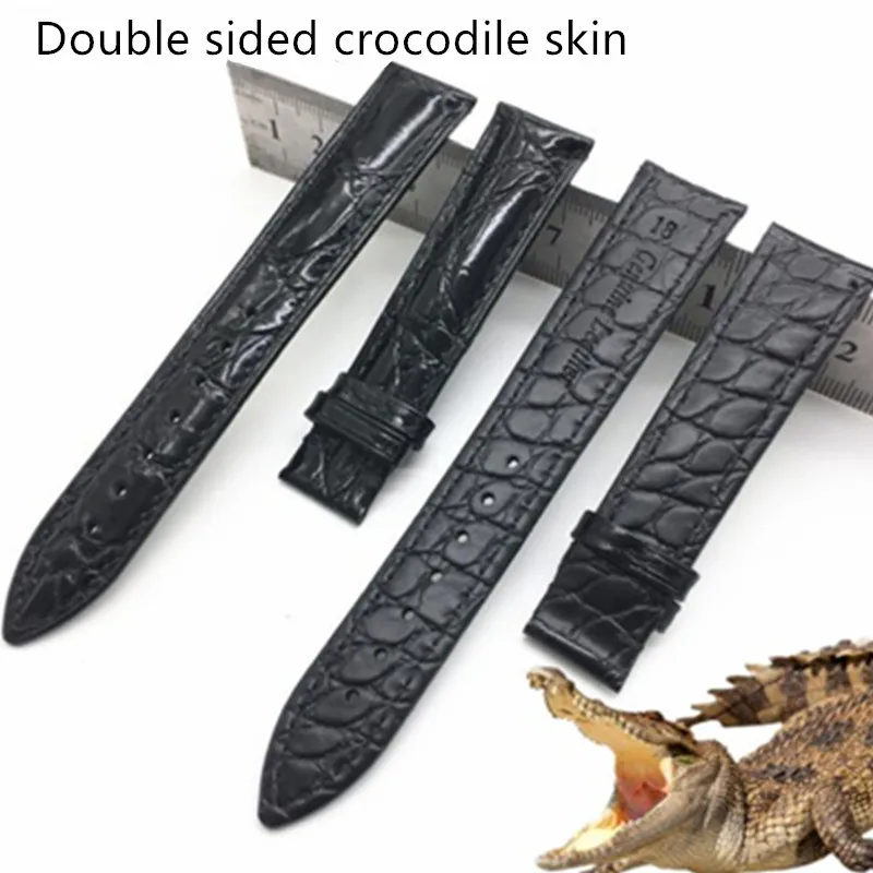 Watchband 14mm 16mm 18mm 19mm 20mm 21mm 22mm Real Alligator Leather Watch Band Strap and Butterfly Folding Clasp buckle