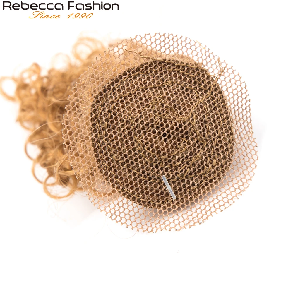 Rebecca 7-7.5 "fasci di capelli corti ricci con chiusura tessuto dei capelli umani di Remy 5 pacchi con chiusura 6pc doppio disegnato 27 99g P4/27