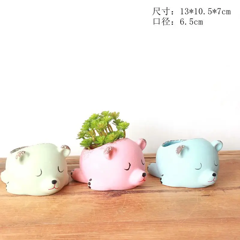 

Cute Bear Vase Concrete Flowerpot Silicone Molds Handmade Resin Candlestick Cement Flower Pot Mould