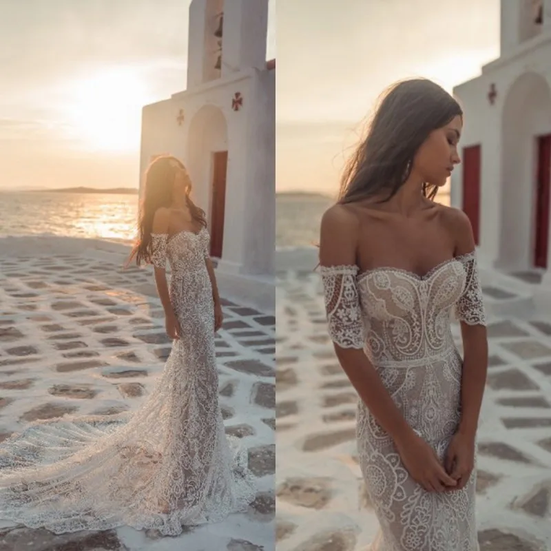 2020 sereia vestidos de casamento querida apliques de renda cheia sereia vestidos de noiva sexy sem costas varredura trem vestido de casamento