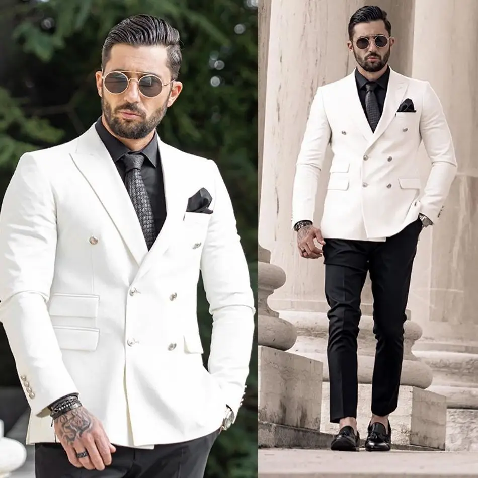 Costume 2 pièces avec veste et pantalon pour homme, vêtement formel de mariage, avec deux boutons, sur mesure, 2020