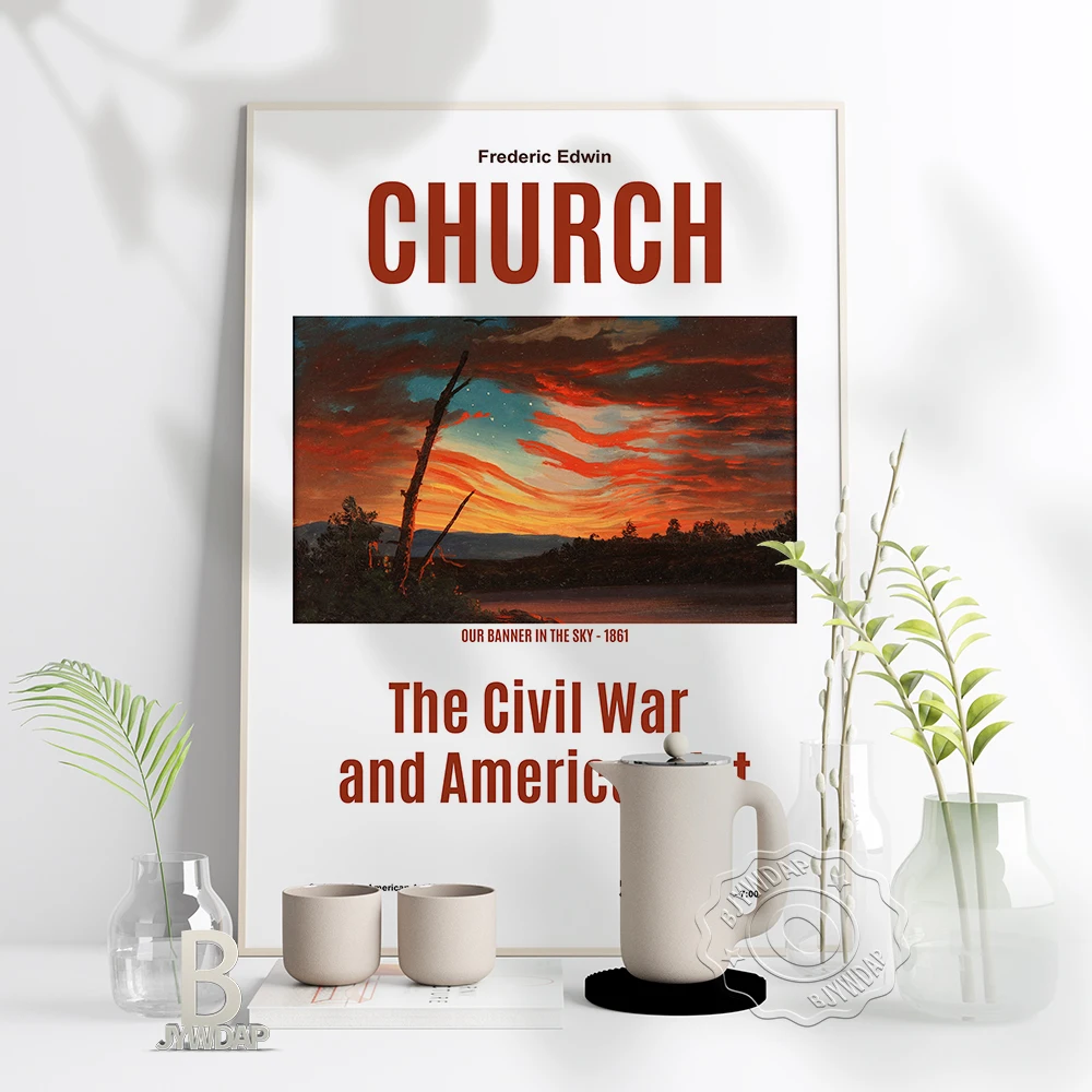 The Civil War And American Art Prints Poster, Fredoric Edwin Church Art Exhibition Poster, Vintage Cityscape Art Home Decor Gift