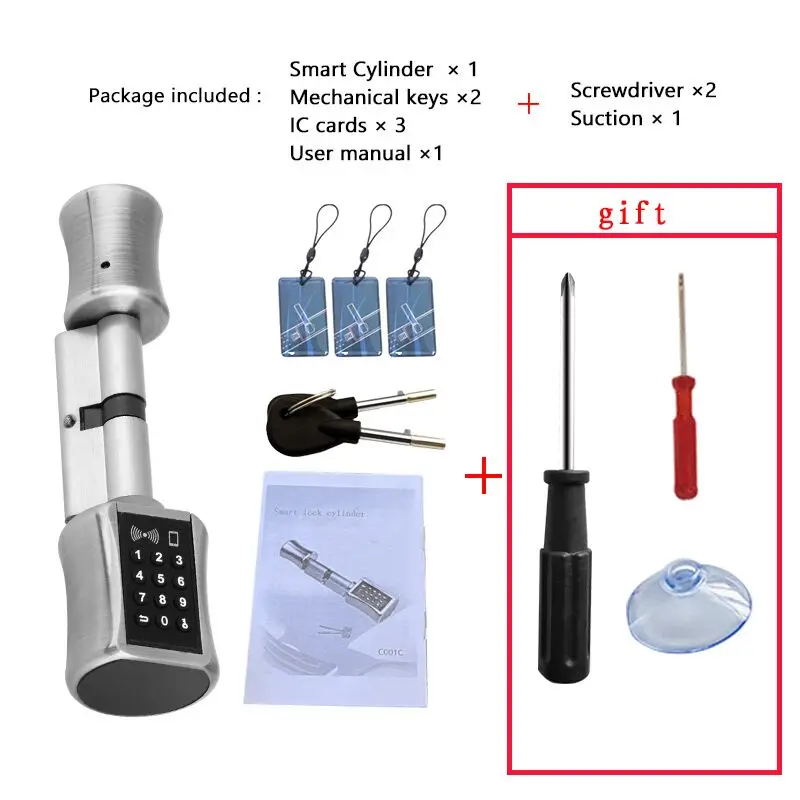 Bluetooth Cylinder Lock, Cartão de senha, Electronic Smart Door Lock, Código do teclado digital, Keyless Lock, Início Airbnb