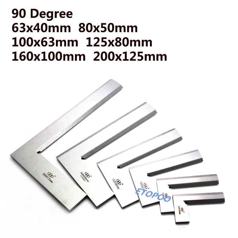 63x40 80x50 100x63 125x80 160x100 200x125mm Precision Knife Edge Square Ruler 90 Degree Right Angle Ruler Engineer MeasuringTool