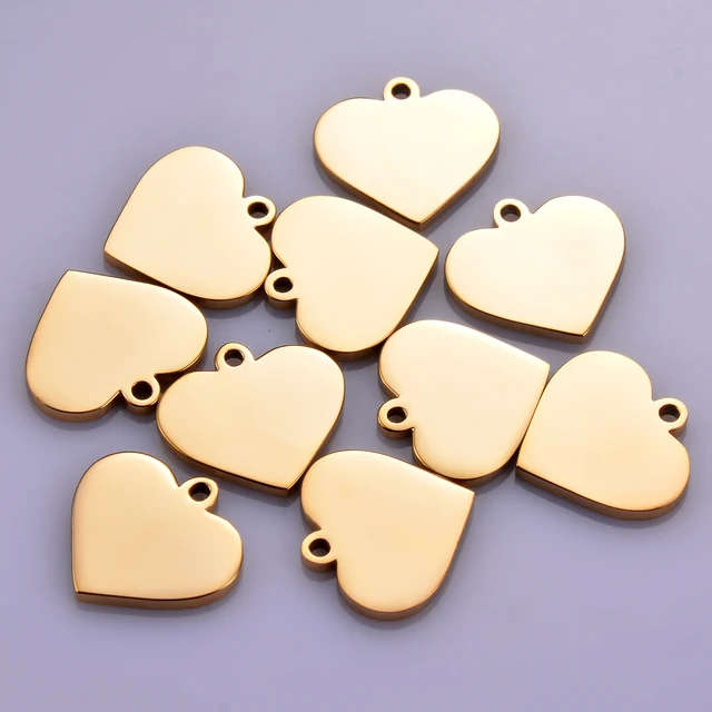 10 sztuk hurtownie 15x15mm serce Charms 3 kolory ze stali nierdzewnej puste ID nieśmiertelniki wisiorek komponenty do biżuterii, Dropshipping