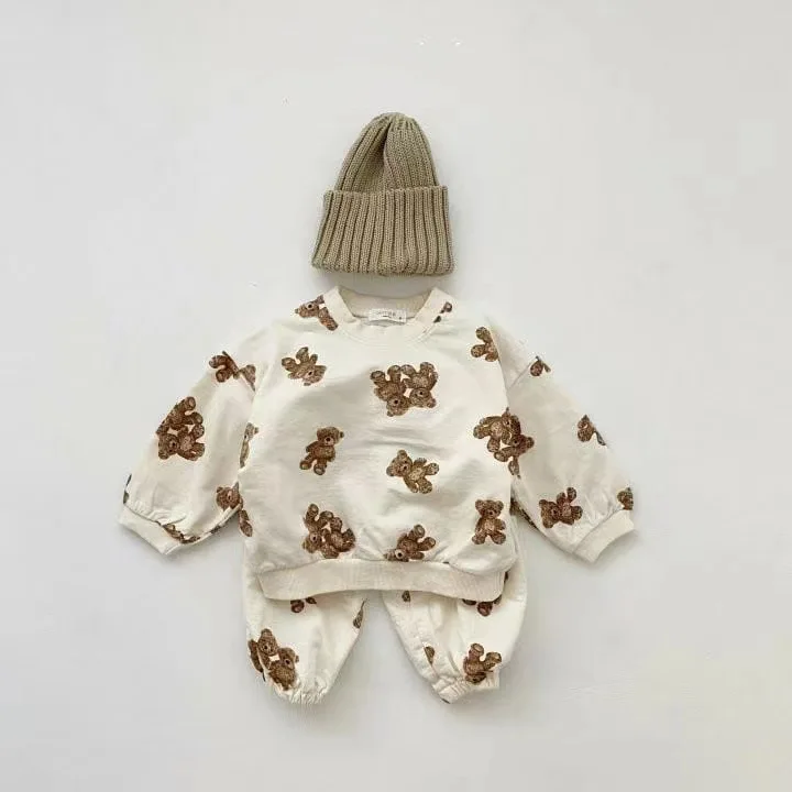 Toddler Baby Girl Clothes Tracksuit Cartoon Bear Boy Clothes Sets Autumn Baby Boy Long Sleeve Sweatshirt + Trousers 2 Pcs Suit