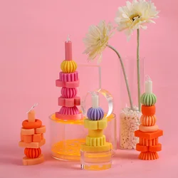 Stackable Candle Mold Aromatherapy Wax Modular Candle Silicone Mould DIY Handmade Home Decoration Tools