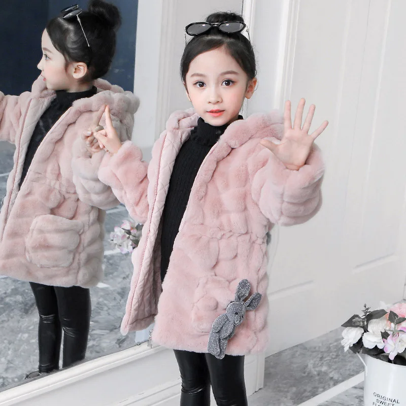 

Winter Jacket Kids Girl Parkas Cute Warm Wedding Faux Fur Coat For Girls Teenager Children Winter Clothes Party Baby Girl Coats