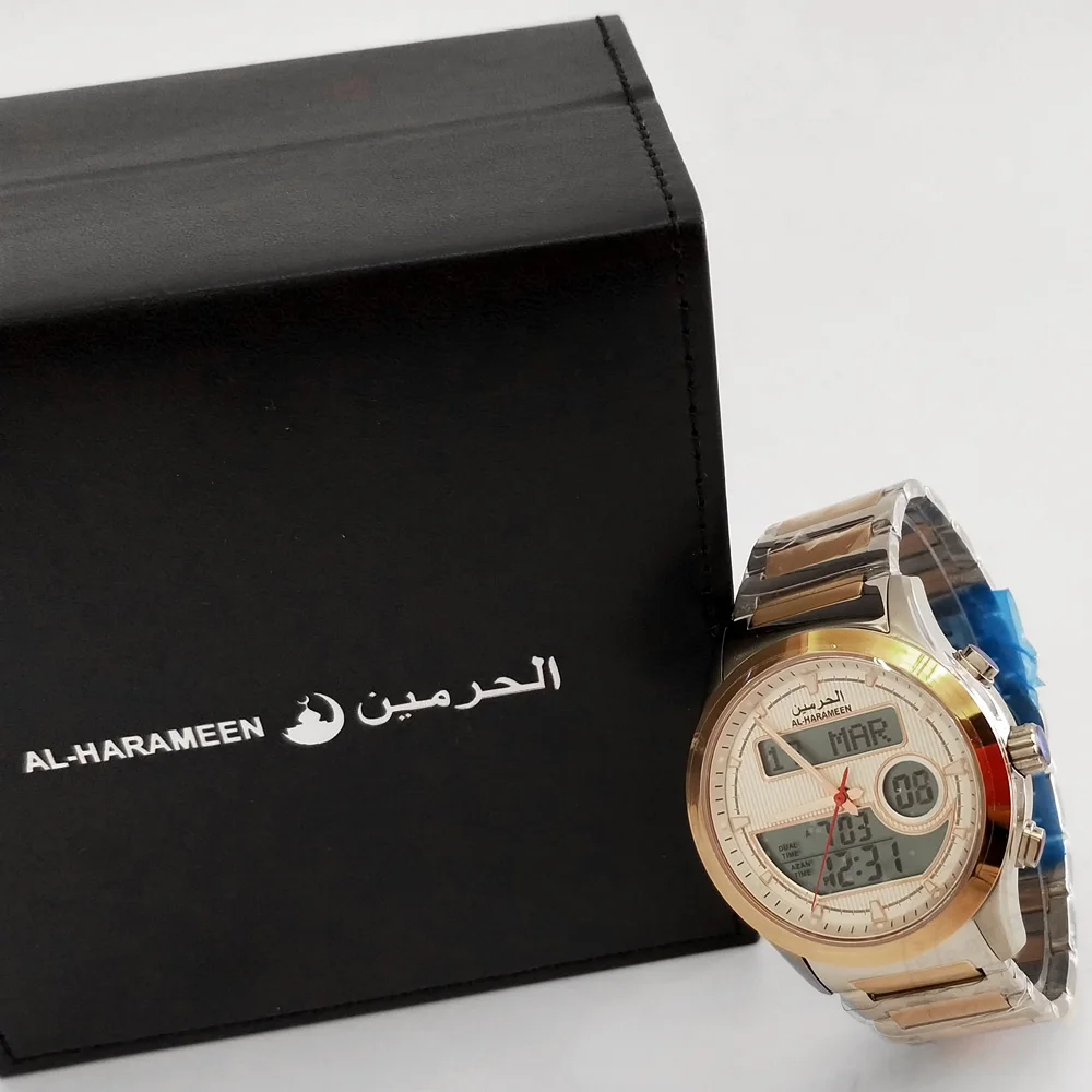 Watch with Prayer Reminder Azan Alarm Islamic Muslim Man Wristwatch Ramadan Gifts for Boyfriend Hasband