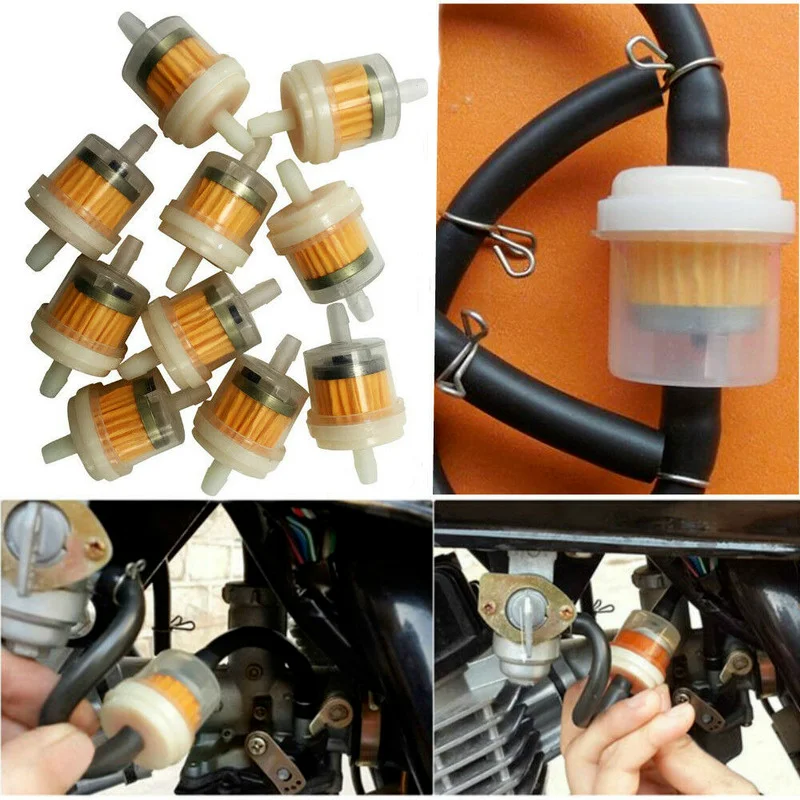 10Pcs Gas Fuel Filters Motorcycle Scooter Hose In-line Fuel Gas Filters Replace Accessories For Honda Yamaha Kawasaki Suzuki BMW